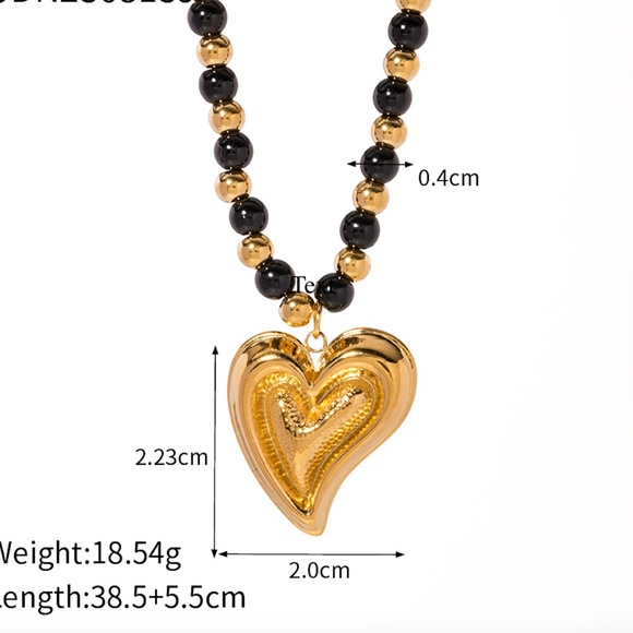 18KT G.P. Roman Style Black Agate Bead Necklace - Picture 5 of 5